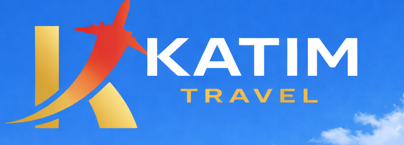 katim travel logo with soaring airplane